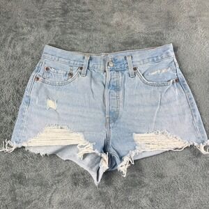 Levis 501 Original Shorts Light Wash Distressed Button Fly Denim Cutoffs Size 30